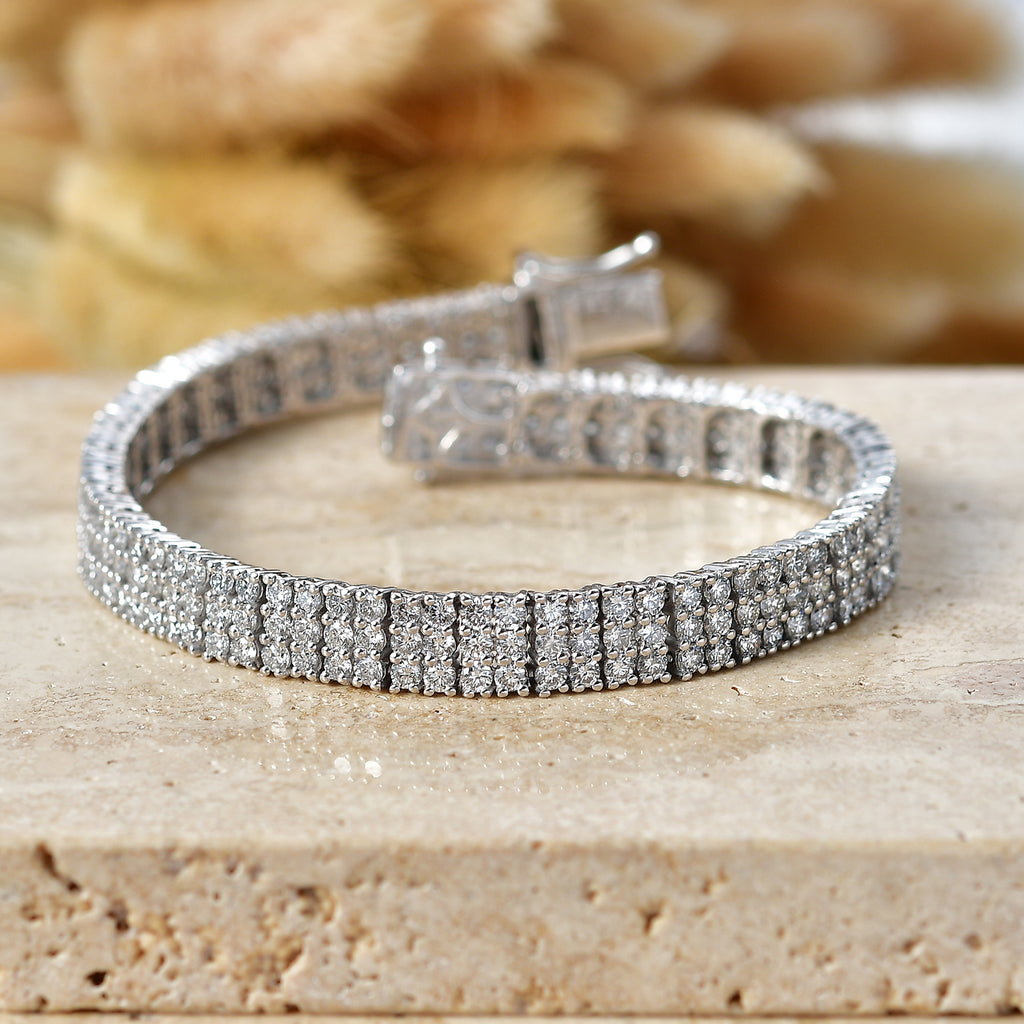 Luxuriant - Lab Grown Diamond (SI/G-H) Bracelet (Size - 7.5) with GB Lock Box in Rhodium Overlay Sterling Silver 11.00 Ct, Silver Wt. 20.20 Gms_8612482_2