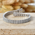 Luxuriant - Lab Grown Diamond (SI/G-H) Bracelet (Size - 7.5) with GB Lock Box in Rhodium Overlay Sterling Silver 11.00 Ct, Silver Wt. 20.20 Gms_8612482_2