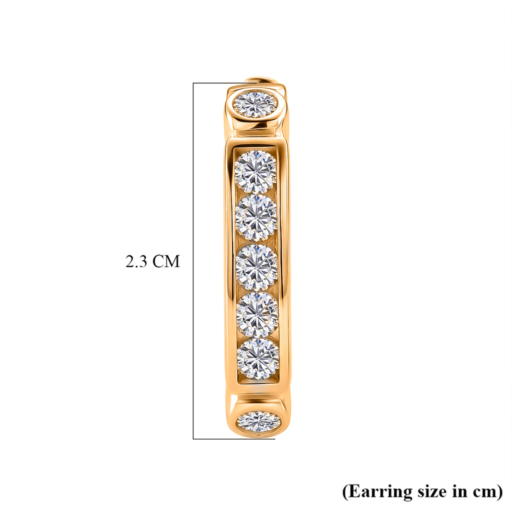 D'Joy - GRA Certified Moissanite Hoop Earring with Clasp in Yellow Gold Plated Sterling Silver 1.54 Ct._8612485_5