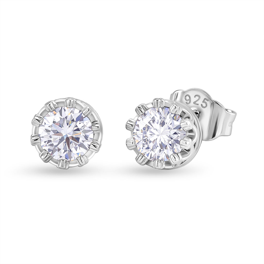 D'Joy - GRA Certified (D-VVS1) Moissanite Solitaire Stud Earring with Push Post in Rhodium Overlay Sterling Silver 1.50 Ct._8612486