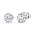 D'Joy - GRA Certified (D-VVS1) Moissanite Solitaire Stud Earring with Push Post in Rhodium Overlay Sterling Silver 1.50 Ct._8612486