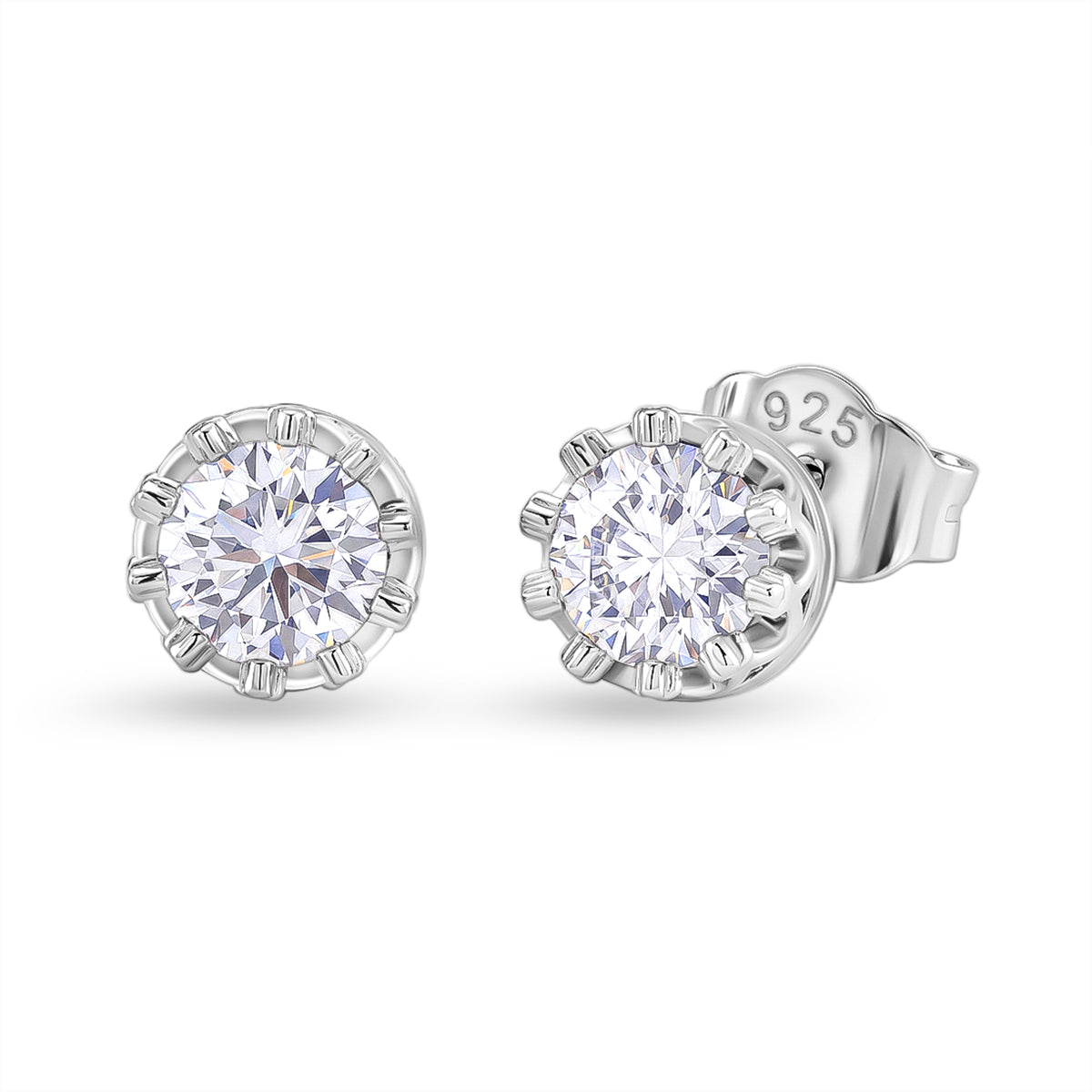 D'Joy - GRA Certified (D-VVS1) Moissanite Solitaire Stud Earring with Push Post in Rhodium Overlay Sterling Silver 1.50 Ct. V32527185 0