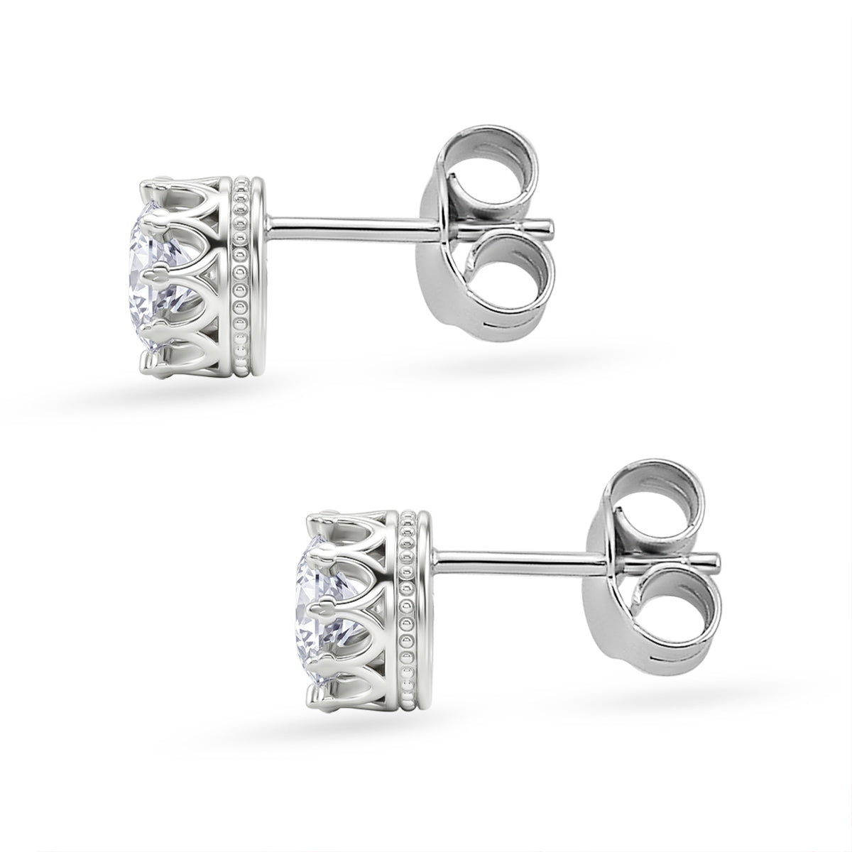 D'Joy - GRA Certified (D-VVS1) Moissanite Solitaire Stud Earring with Push Post in Rhodium Overlay Sterling Silver 1.50 Ct. V32527185 4