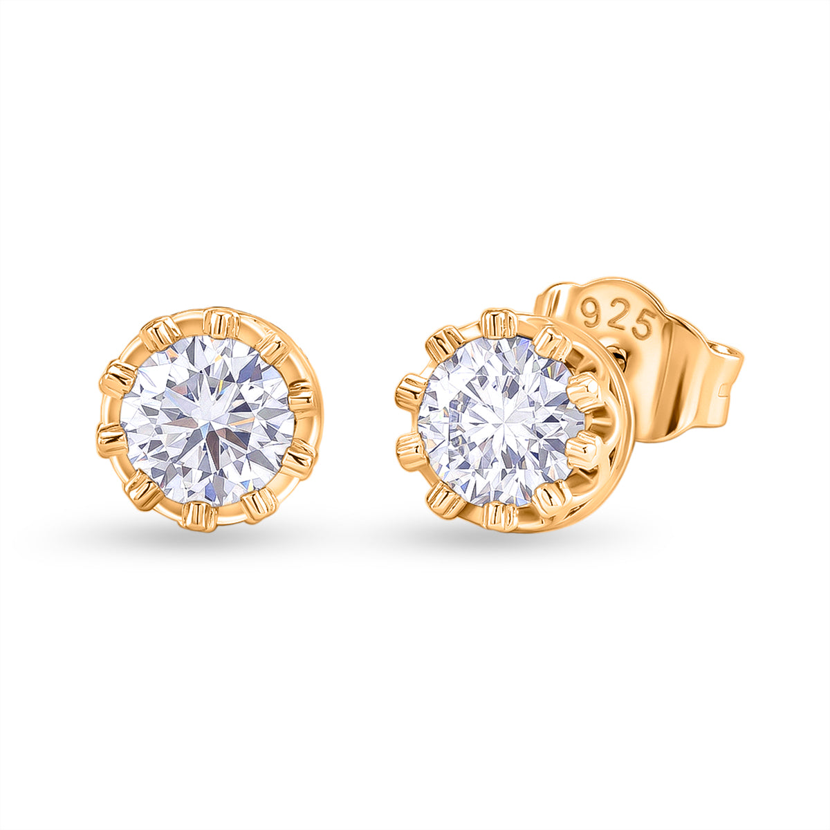 D'Joy - GRA Certified (D-VVS1) Moissanite Solitaire Stud Earring with Push Post in Yellow Gold Plated Sterling Silver 1.50 Ct. 8612488 0
