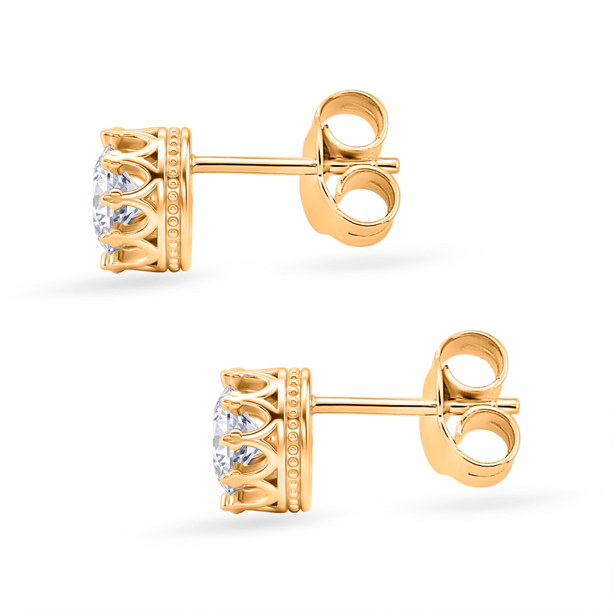 D'Joy - GRA Certified (D-VVS1) Moissanite Solitaire Stud Earring with Push Post in Yellow Gold Plated Sterling Silver 1.50 Ct. 8612488 4
