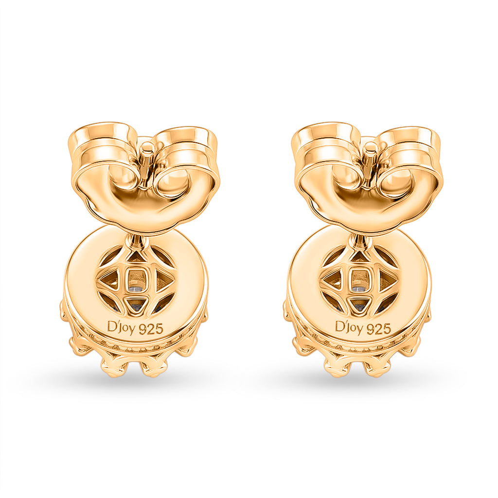 D'Joy - GRA Certified (D-VVS1) Moissanite Solitaire Stud Earring with Push Post in Yellow Gold Plated Sterling Silver 1.50 Ct._8612488_4
