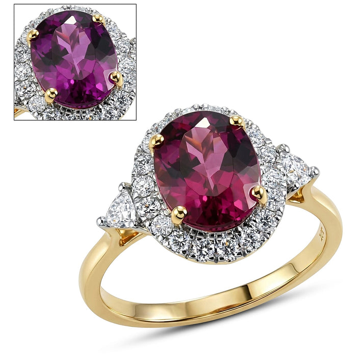 Luxuriant 10K Yellow Gold AAA Colour Change Garnet, Lab Grown Diamond GH, SI Main Stone With Surrounding Stone Ring, Gold Wt.2.94 Gms  4.100  Ct. 8612862 1