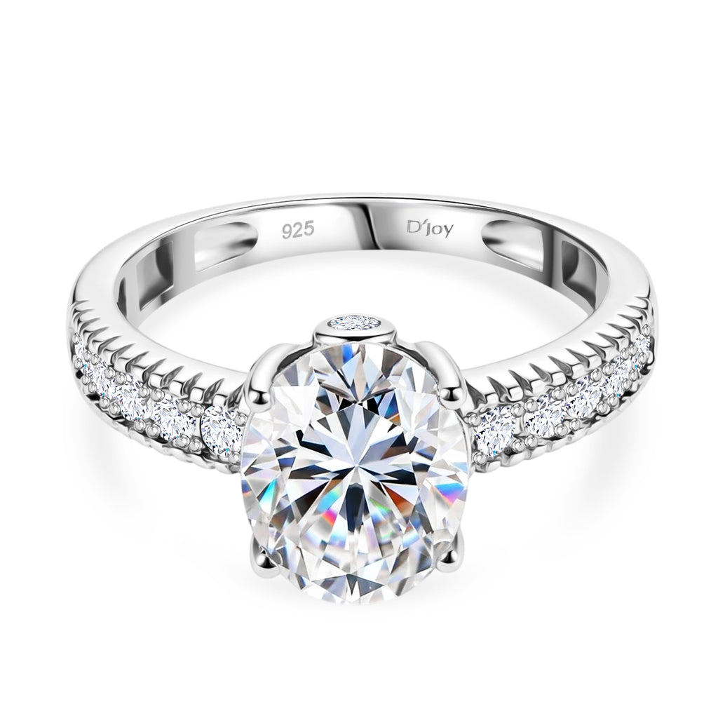 D'Joy - GRA Certified Moissanite Ring in Rhodium Overlay Sterling Silver 3.36 Ct._8612894