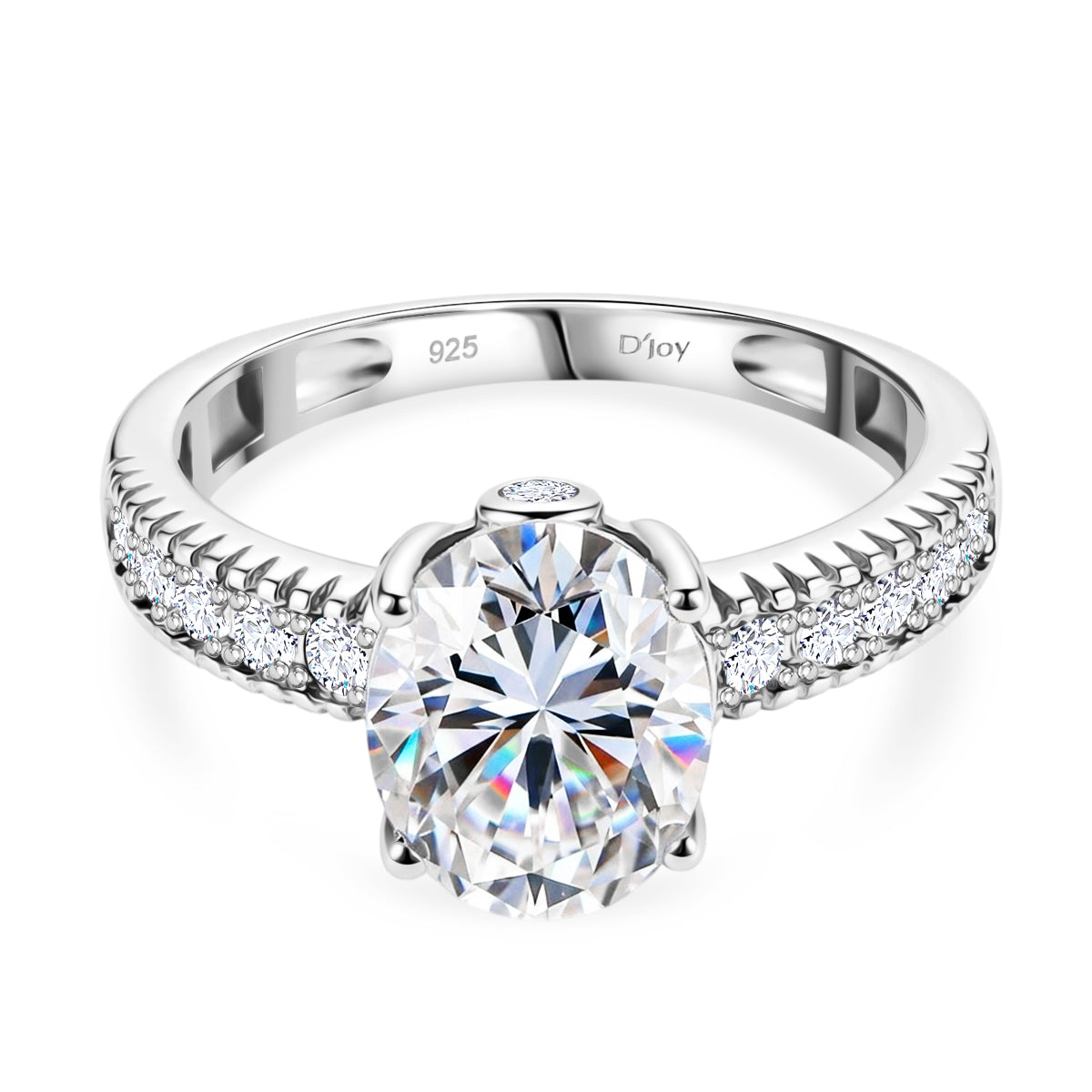D'Joy - GRA Certified Moissanite Ring in Rhodium Overlay Sterling Silver 3.36 Ct. 8612894 0