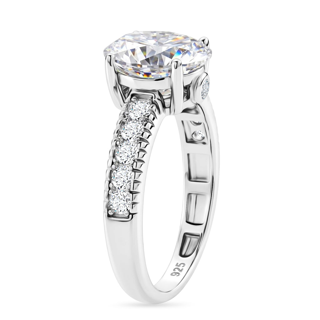 D'Joy - GRA Certified Moissanite Ring in Rhodium Overlay Sterling Silver 3.36 Ct._8612894_3