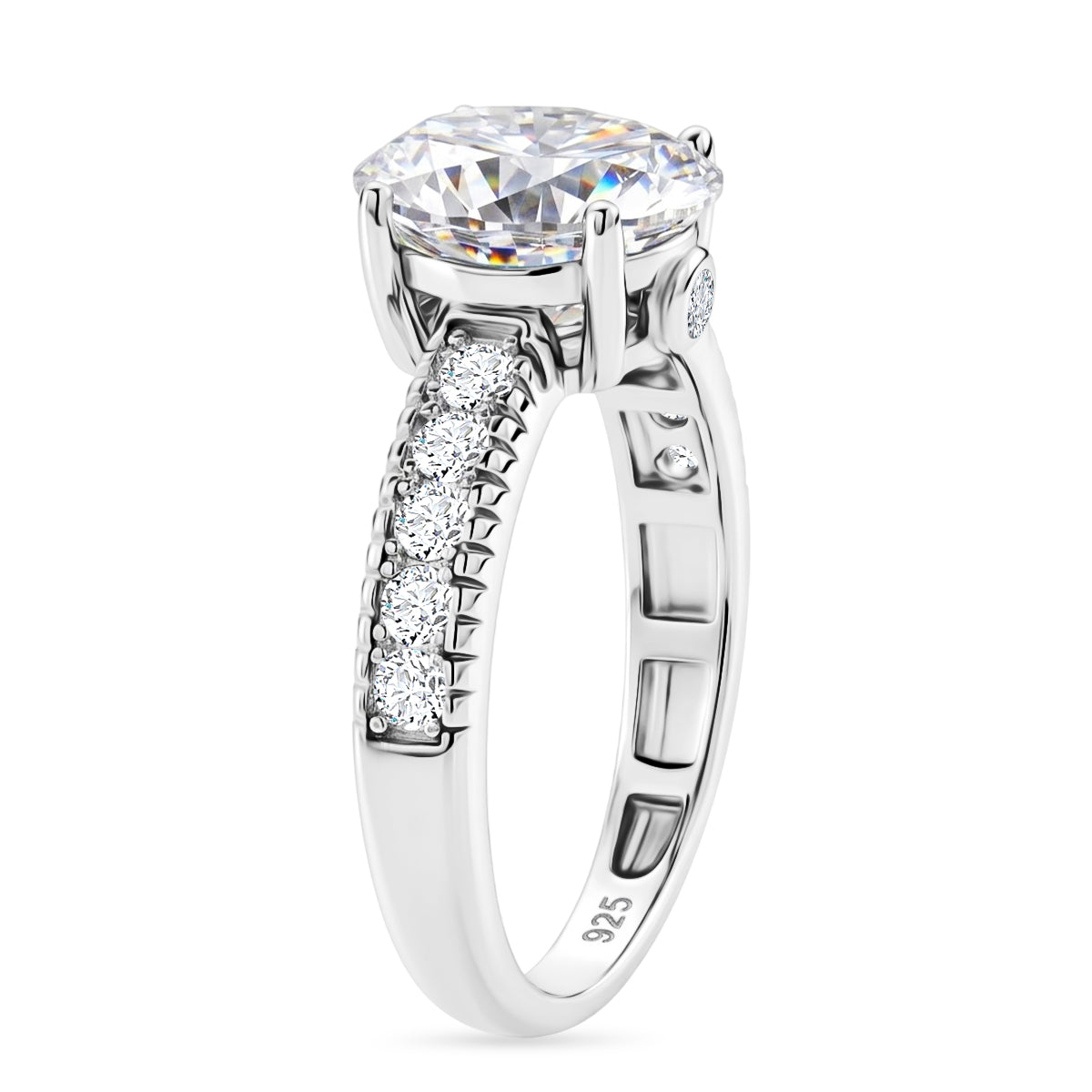 D'Joy - GRA Certified Moissanite Ring in Rhodium Overlay Sterling Silver 3.36 Ct. 8612894 4
