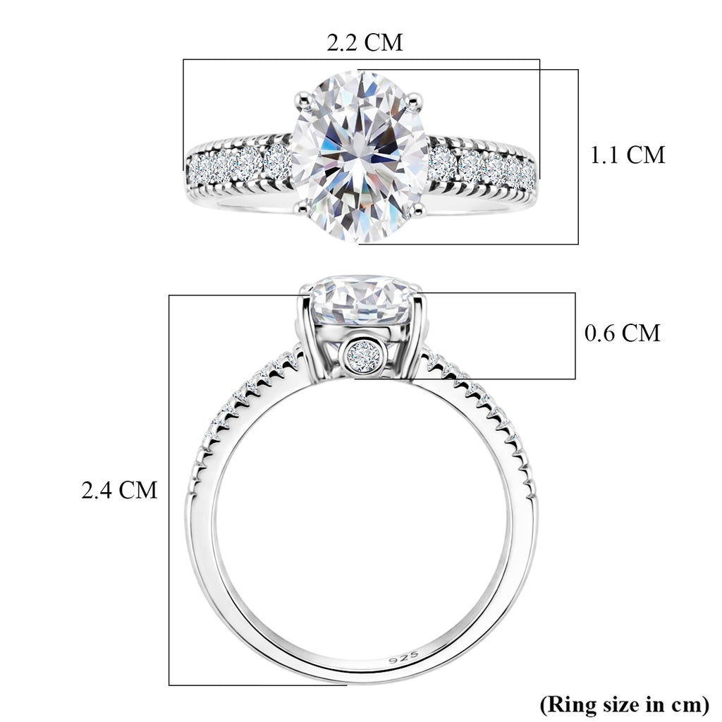 D'Joy - GRA Certified Moissanite Ring in Rhodium Overlay Sterling Silver 3.36 Ct._8612894_5