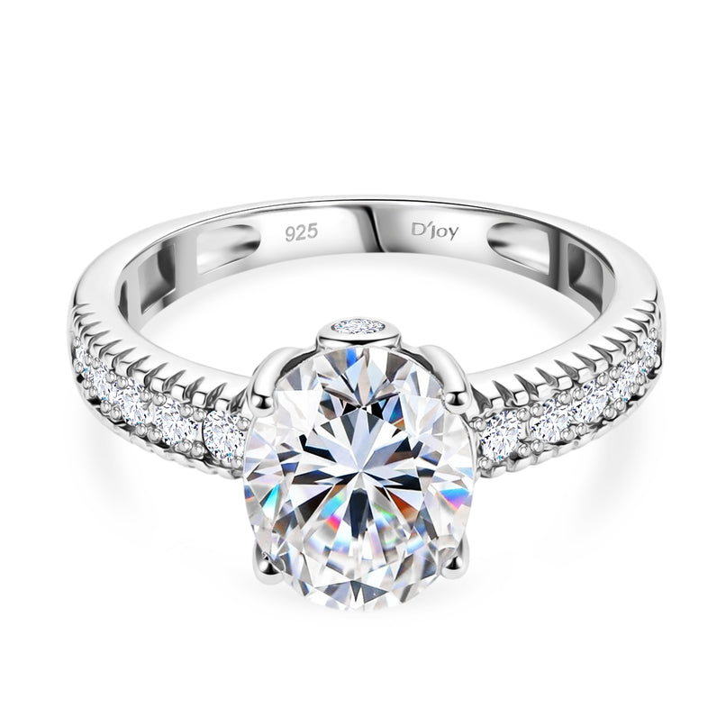 D'Joy - GRA Certified Moissanite Ring in Rhodium Overlay Sterling Silver 3.36 Ct._8612899