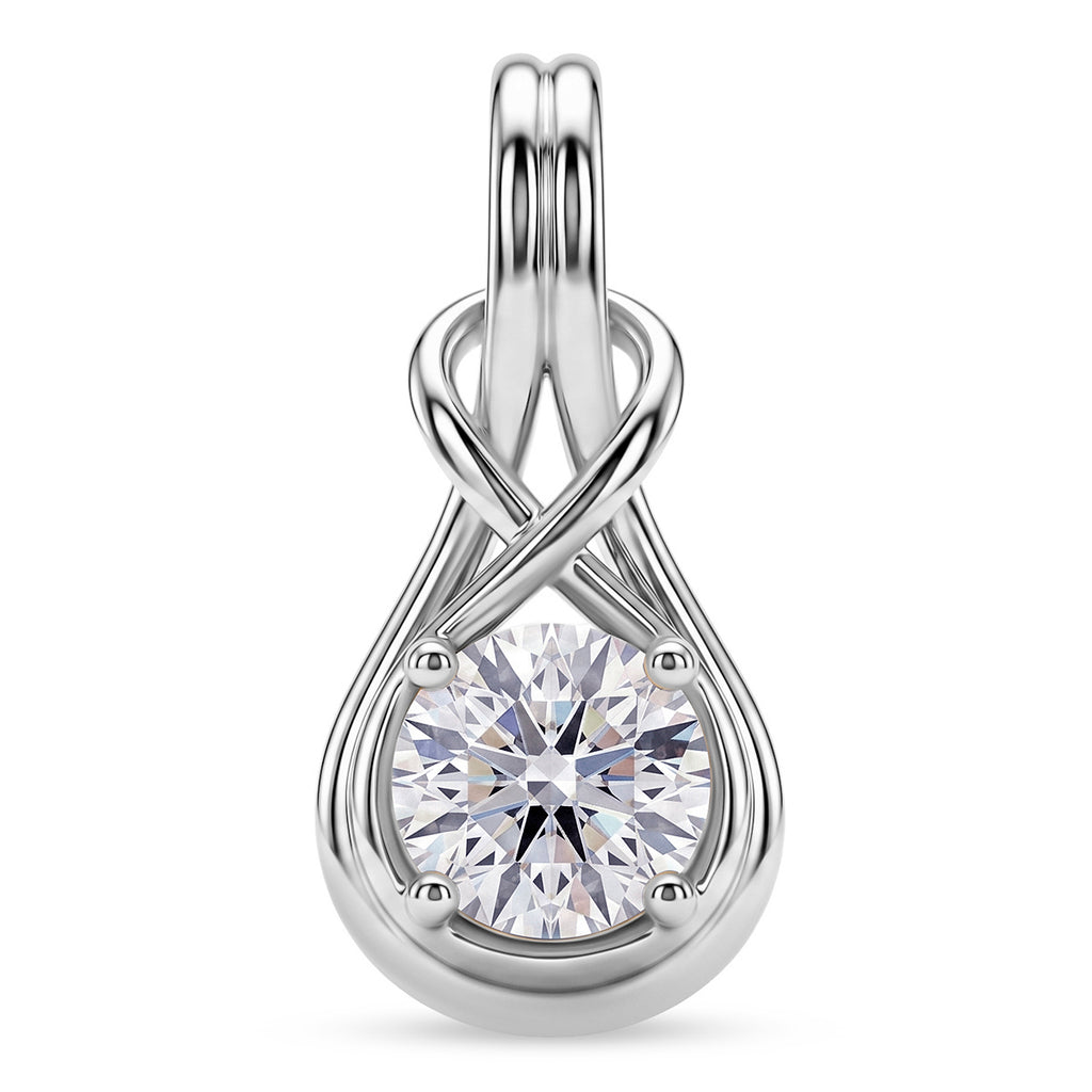 D'Joy - GRA Certified Moissanite Solitaire Pendant in Rhodium Overlay Sterling Silver_8612903