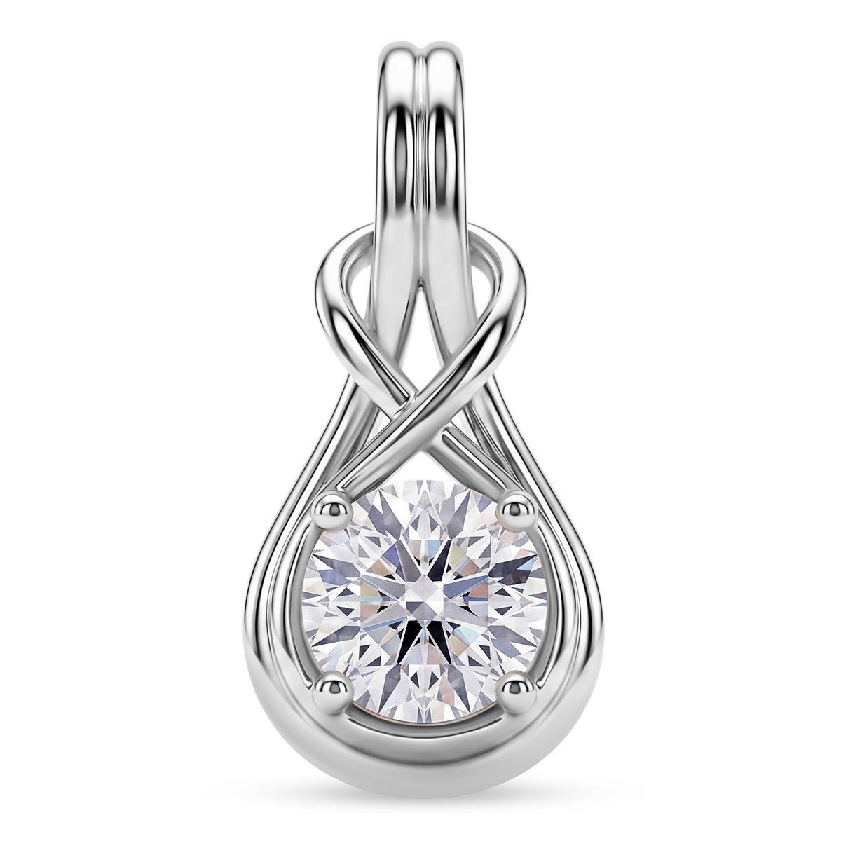 D'Joy - GRA Certified Moissanite Solitaire Pendant in Rhodium Overlay Sterling Silver 8612903 0