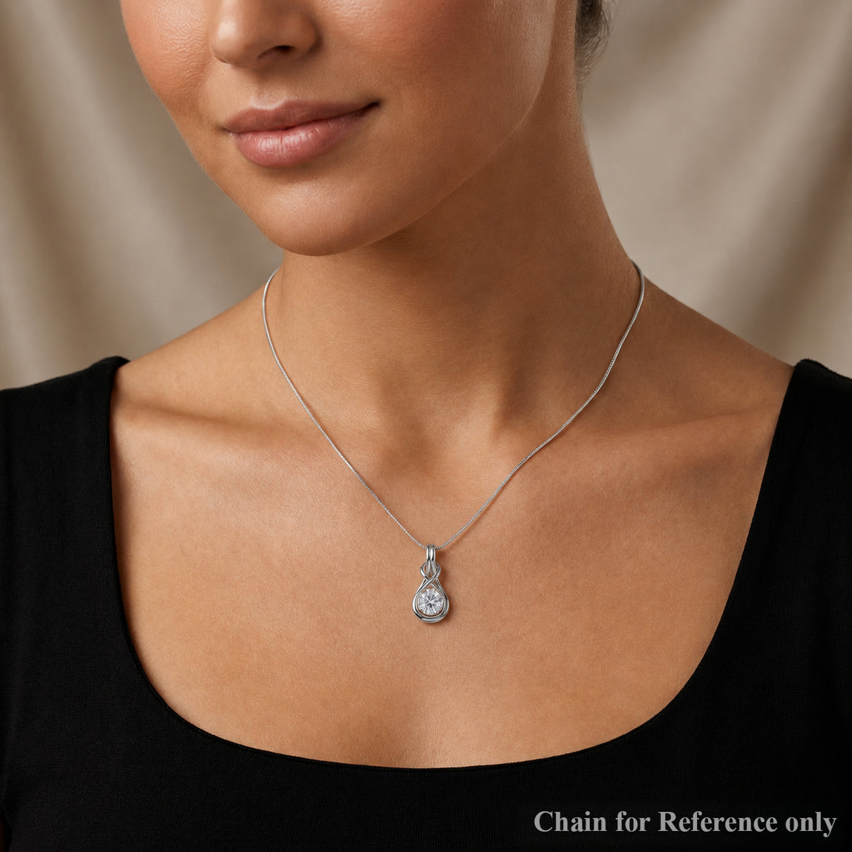 D'Joy - GRA Certified Moissanite Solitaire Pendant in Rhodium Overlay Sterling Silver 8612903 2