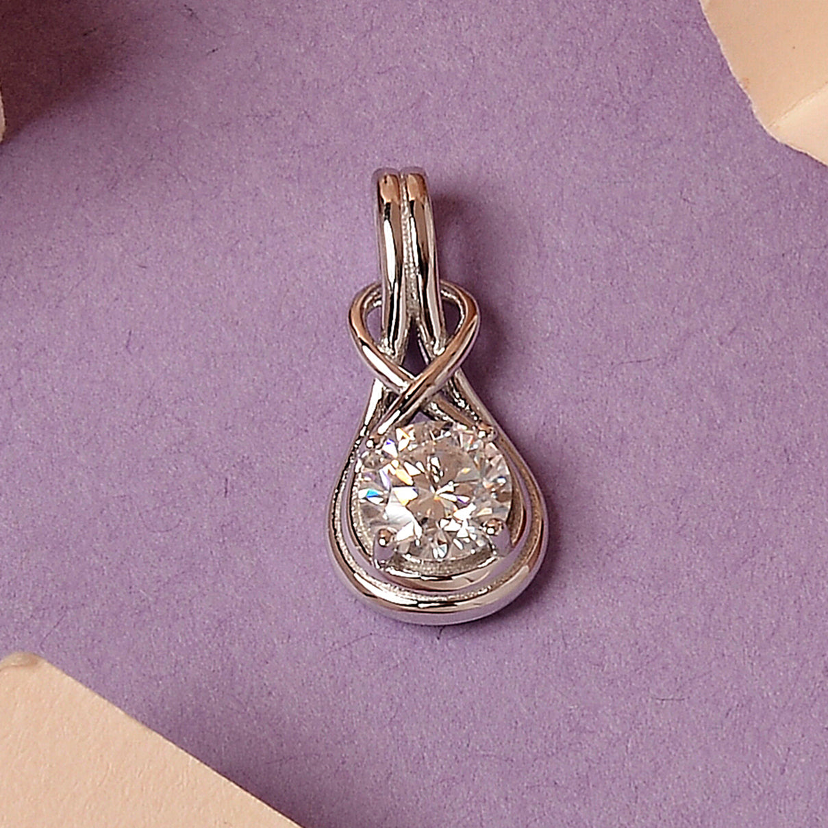 D'Joy - GRA Certified Moissanite Solitaire Pendant in Rhodium Overlay Sterling Silver 8612903 3