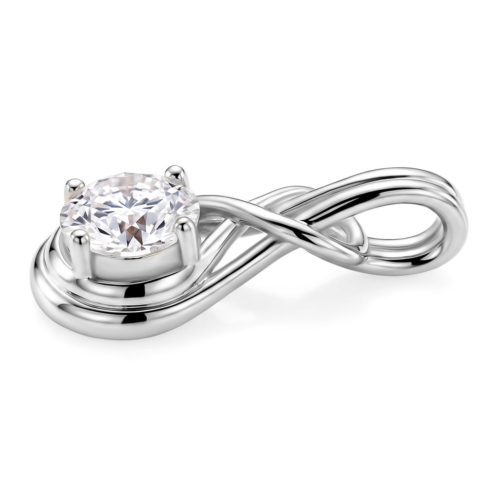D'Joy - GRA Certified Moissanite Solitaire Pendant in Rhodium Overlay Sterling Silver_8612903_3