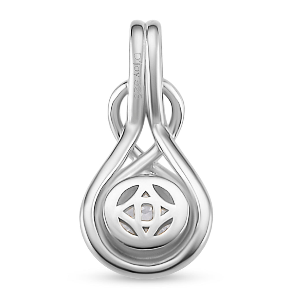 D'Joy - GRA Certified Moissanite Solitaire Pendant in Rhodium Overlay Sterling Silver_8612903_4