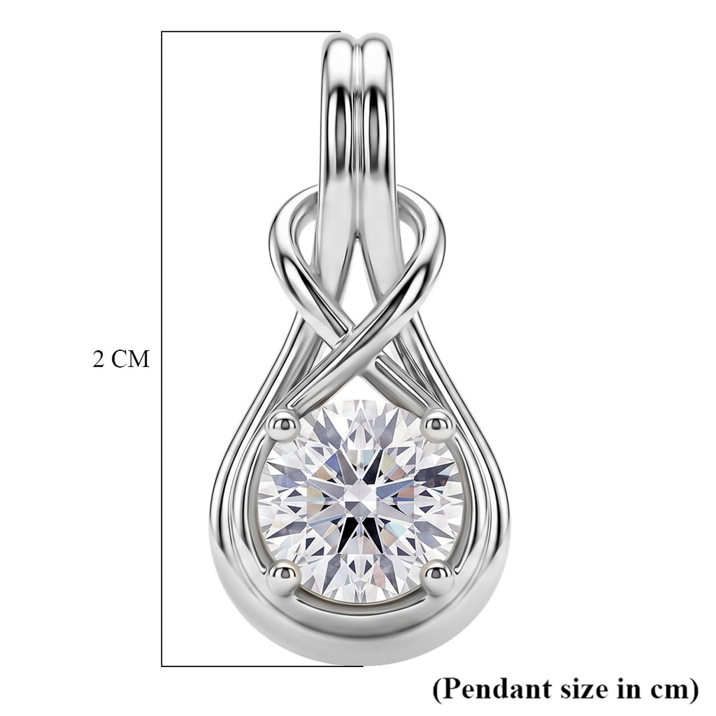 D'Joy - GRA Certified Moissanite Solitaire Pendant in Rhodium Overlay Sterling Silver_8612903_5