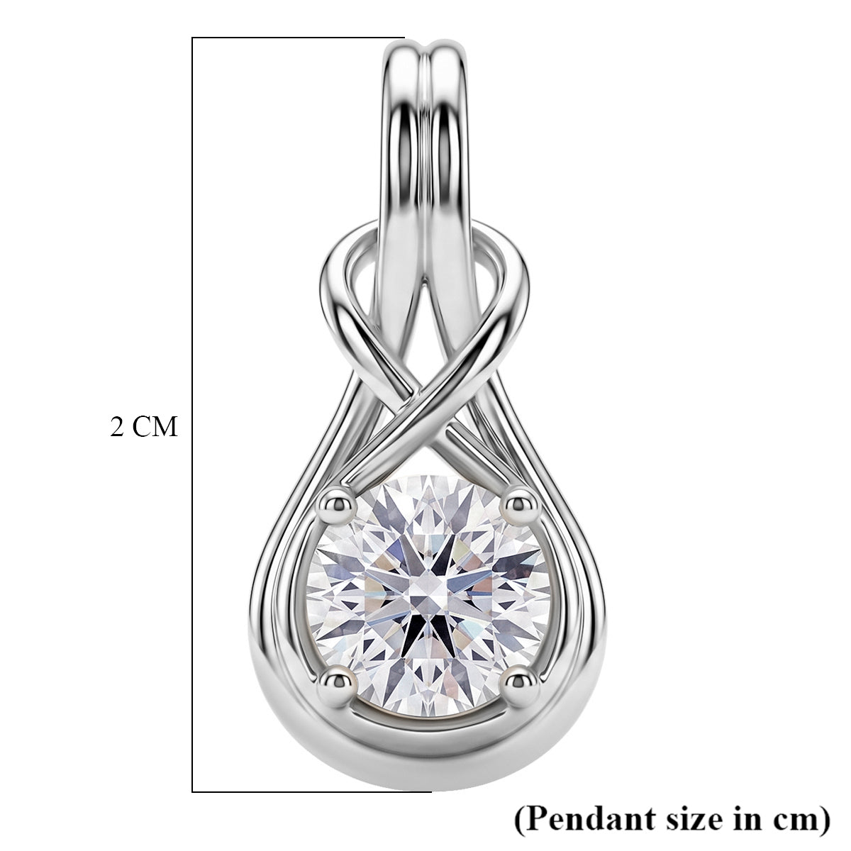 D'Joy - GRA Certified Moissanite Solitaire Pendant in Rhodium Overlay Sterling Silver 8612903 6
