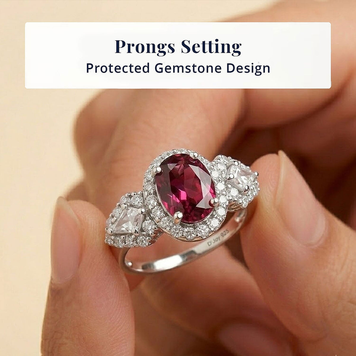 Certified and Appraised D'Joy Colour Change Garnet, Moissanite Main Stone With Surrounding Stone Ring in Rhodium Overlay Sterling Silver  2.350  Ct. 8612924 3