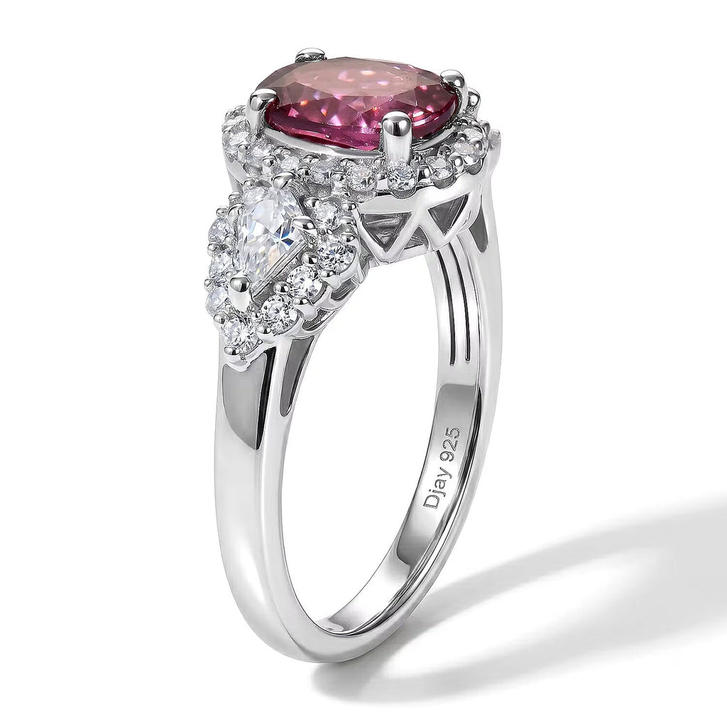 D'Joy Colour Change Garnet, Moissanite Main Stone With Surrounding Stone Ring in Rhodium OverlaySterling Silver  2.350  Ct._8612924_6