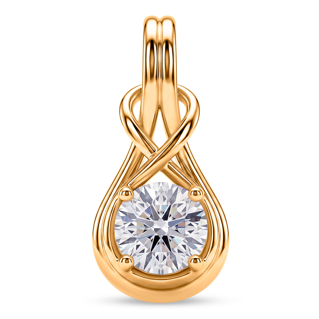 D'Joy - GRA Certified (D-VVS1) Moissanite Solitaire Pendant in Yellow Gold Plated Sterling Silver_8612949