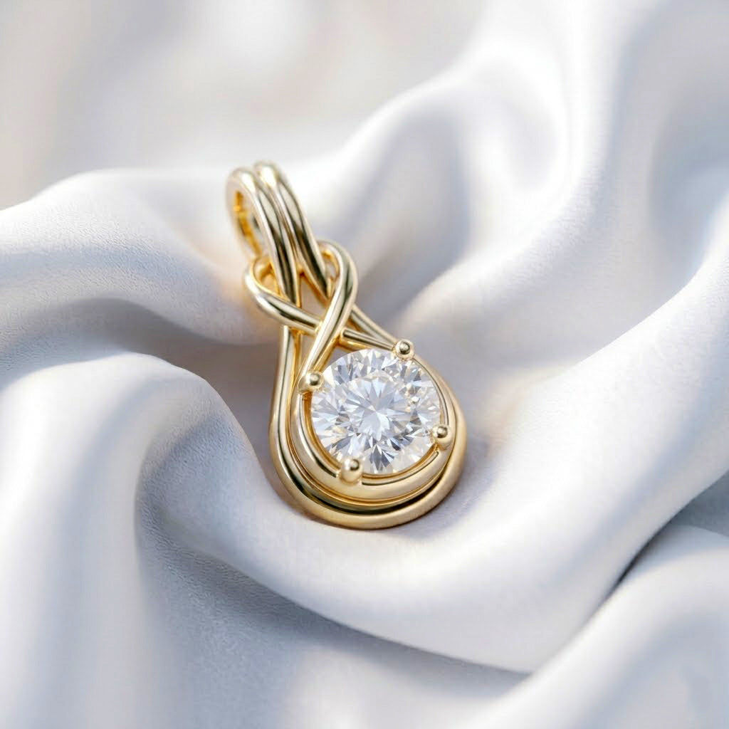 D'Joy - GRA Certified (D-VVS1) Moissanite Solitaire Pendant in Yellow Gold Plated Sterling Silver_8612949_2