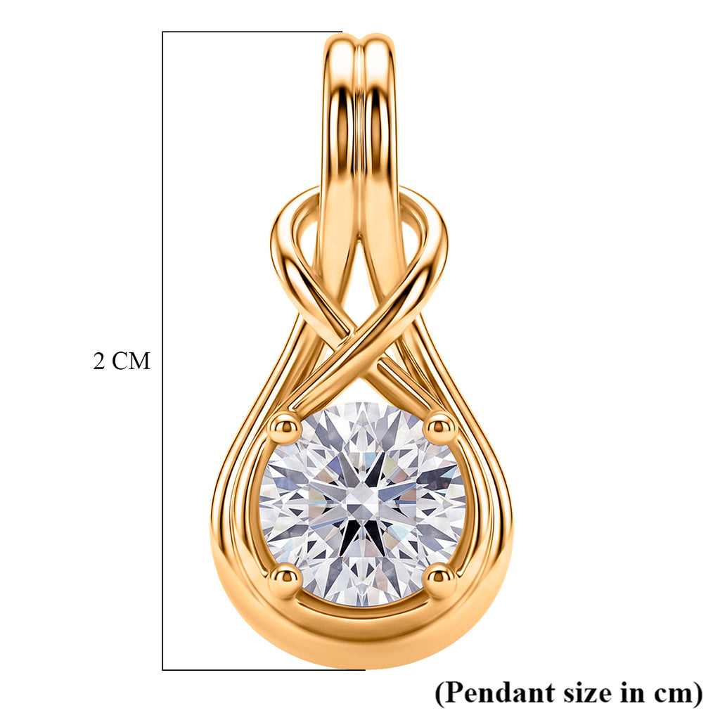 D'Joy - GRA Certified (D-VVS1) Moissanite Solitaire Pendant in Yellow Gold Plated Sterling Silver_8612949_5