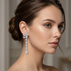 D'Joy - GRA Certified Moissanite Floral Drop Earring with Push Back in Rhodium Overlay Sterling Silver 2.40 Ct._8612952_1