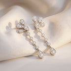 D'Joy - GRA Certified Moissanite Floral Drop Earring with Push Back in Rhodium Overlay Sterling Silver 2.40 Ct._8612952_2
