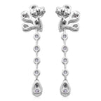 D'Joy - GRA Certified Moissanite Floral Drop Earring with Push Back in Rhodium Overlay Sterling Silver 2.40 Ct._8612952_3