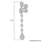D'Joy - GRA Certified Moissanite Floral Drop Earring with Push Back in Rhodium Overlay Sterling Silver 2.40 Ct._8612952_4