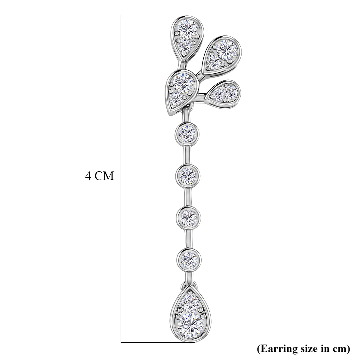 D'Joy - GRA Certified Moissanite Floral Drop Earring with Push Back in Rhodium Overlay Sterling Silver 2.40 Ct. V32519327 5