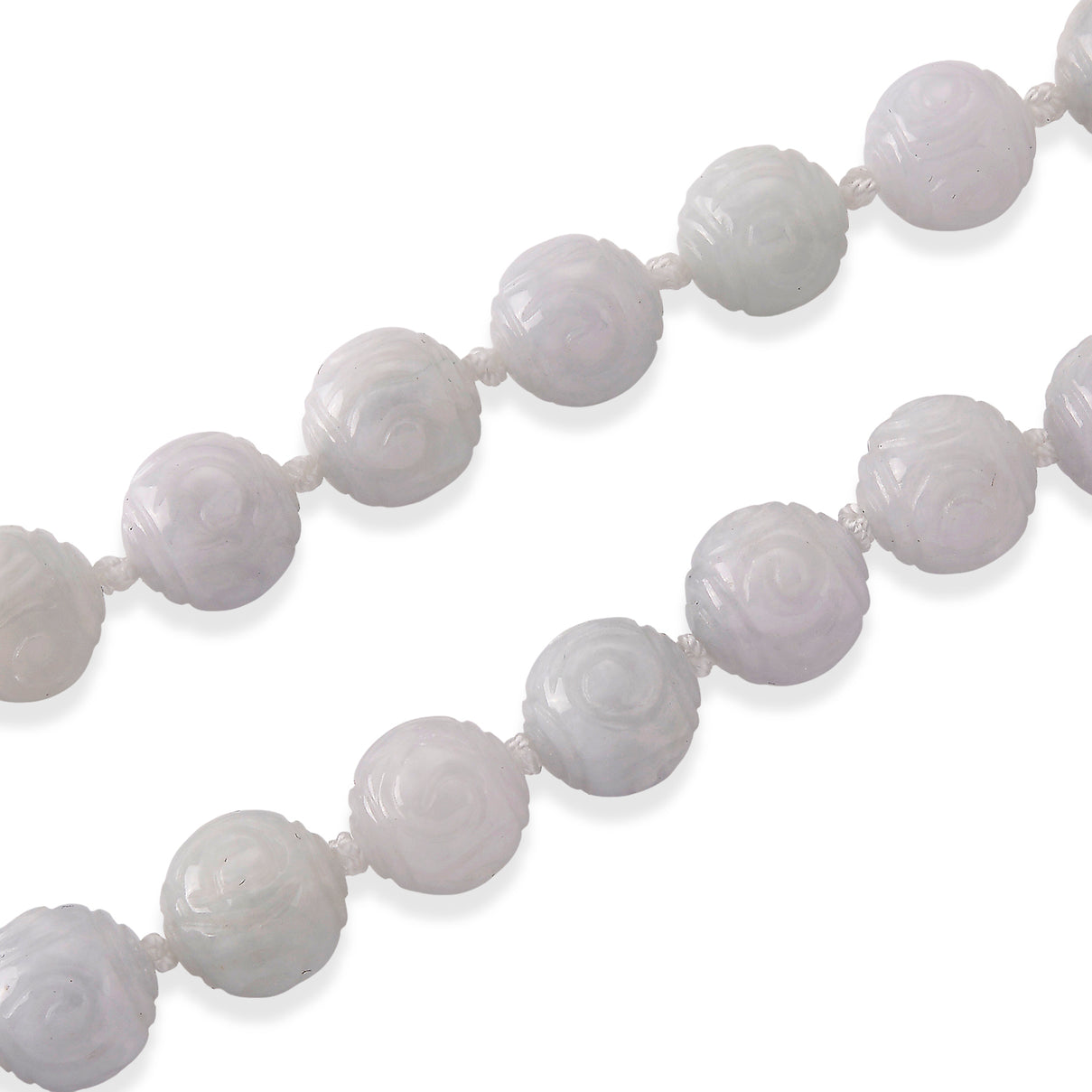 D'Joy - Natural White Jade Beads Necklace (Size - 20) with Magnetic Lock in Rhodium Overlay Sterling Silver 500.00 Ct. 8612958 4