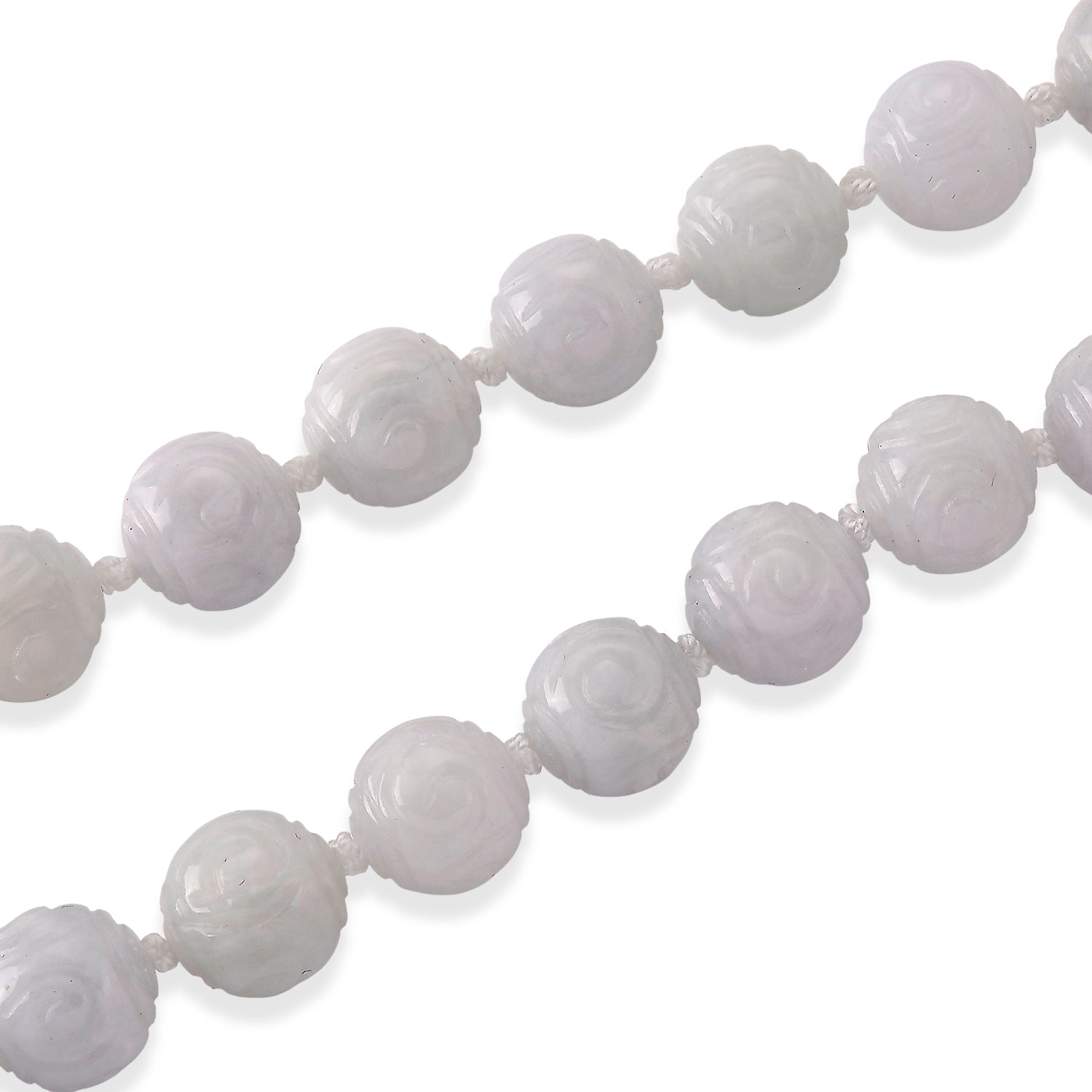 D'Joy - Natural White Jade Beads Necklace (Size - 20) with Magnetic Lock in Rhodium Overlay Sterling Silver 500.00 Ct. 8612958 4
