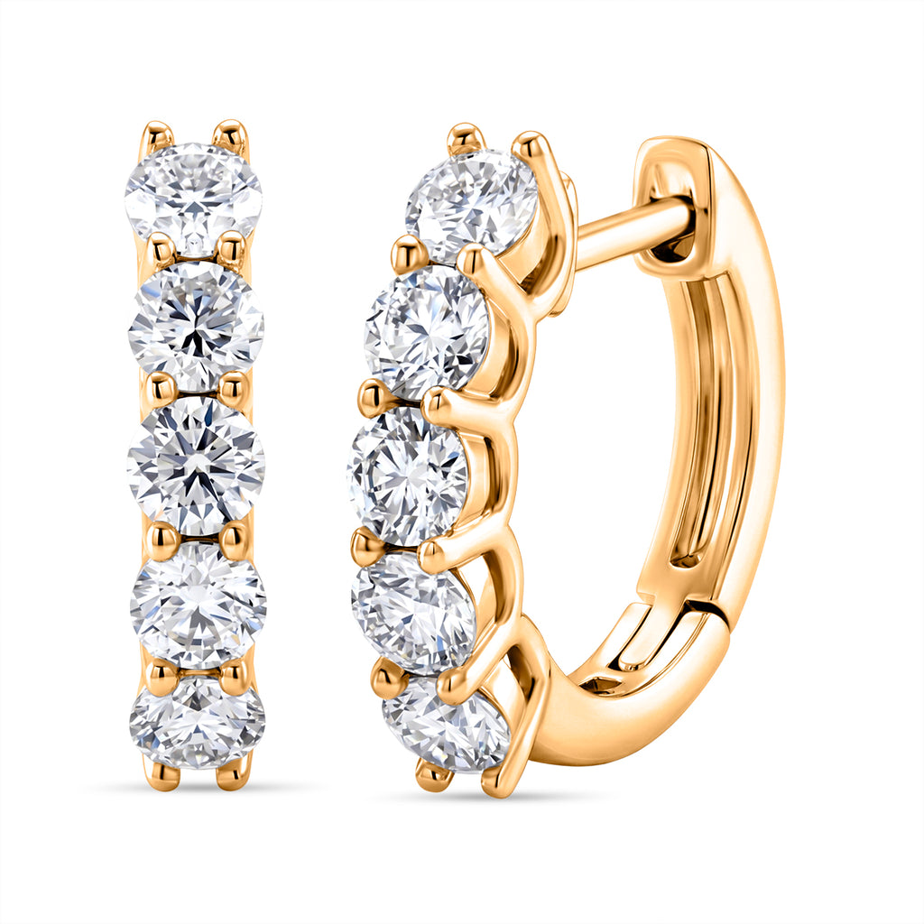 D'Joy - GRA Certified (D-VVS1) Moissanite Hoop Earring with Clasp in Yellow Gold Plated Sterling Silver 1.00 Ct._8612974