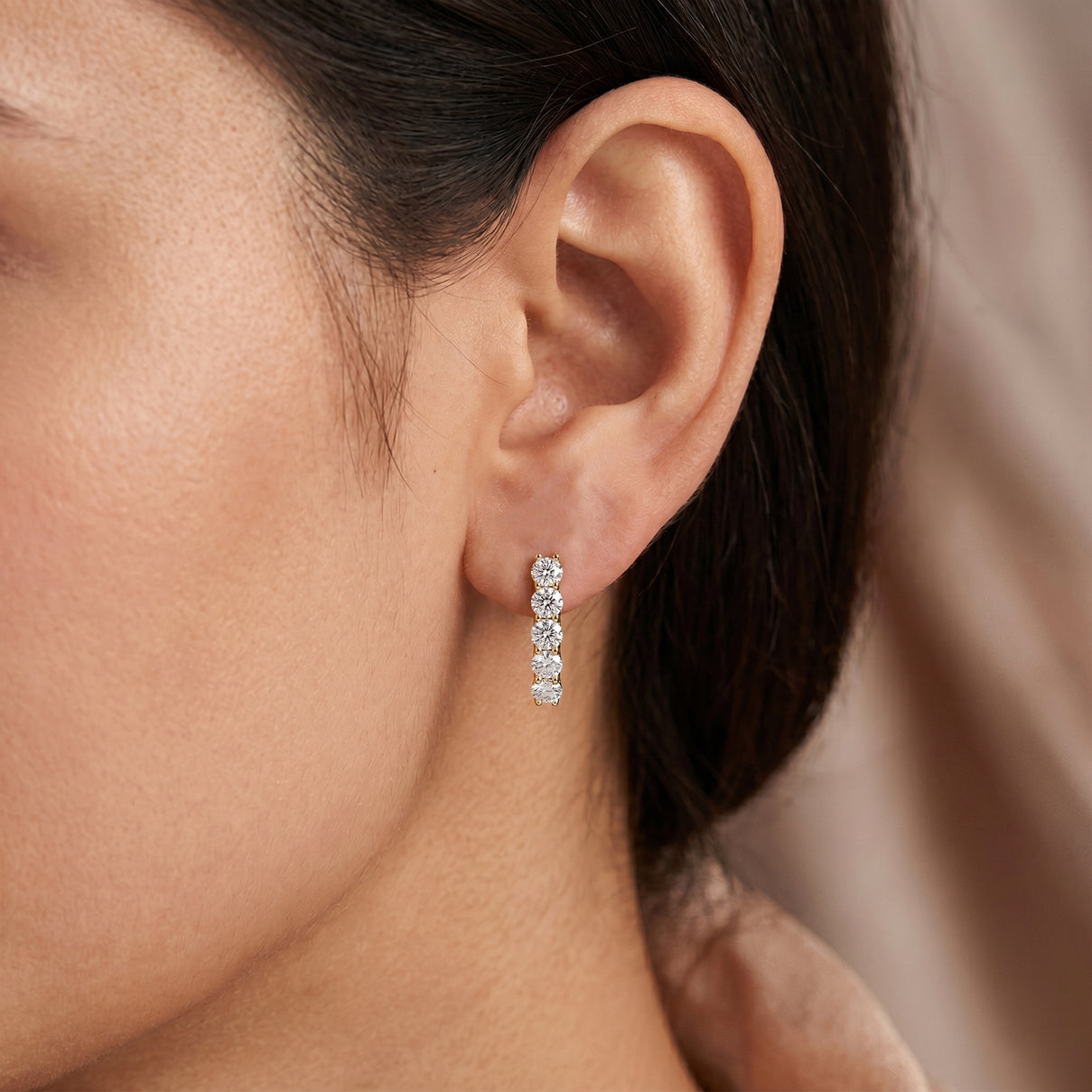 D'Joy - GRA Certified (D-VVS1) Moissanite Hoop Earring with Clasp in Yellow Gold Plated Sterling Silver 1.00 Ct. V32512977 2