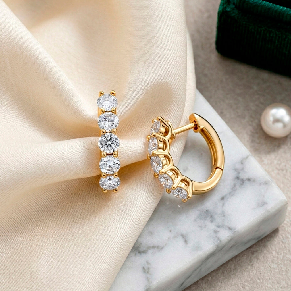 D'Joy - GRA Certified (D-VVS1) Moissanite Hoop Earring with Clasp in Yellow Gold Plated Sterling Silver 1.00 Ct._8612974_2