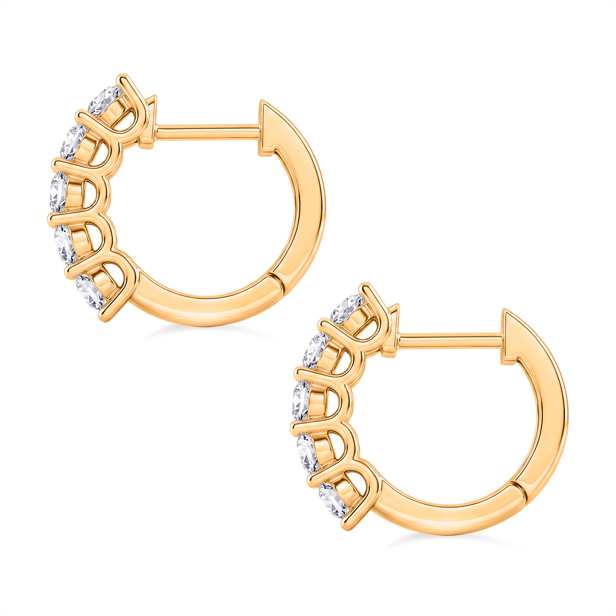 D'Joy - GRA Certified (D-VVS1) Moissanite Hoop Earring with Clasp in Yellow Gold Plated Sterling Silver 1.00 Ct. V32512977 4