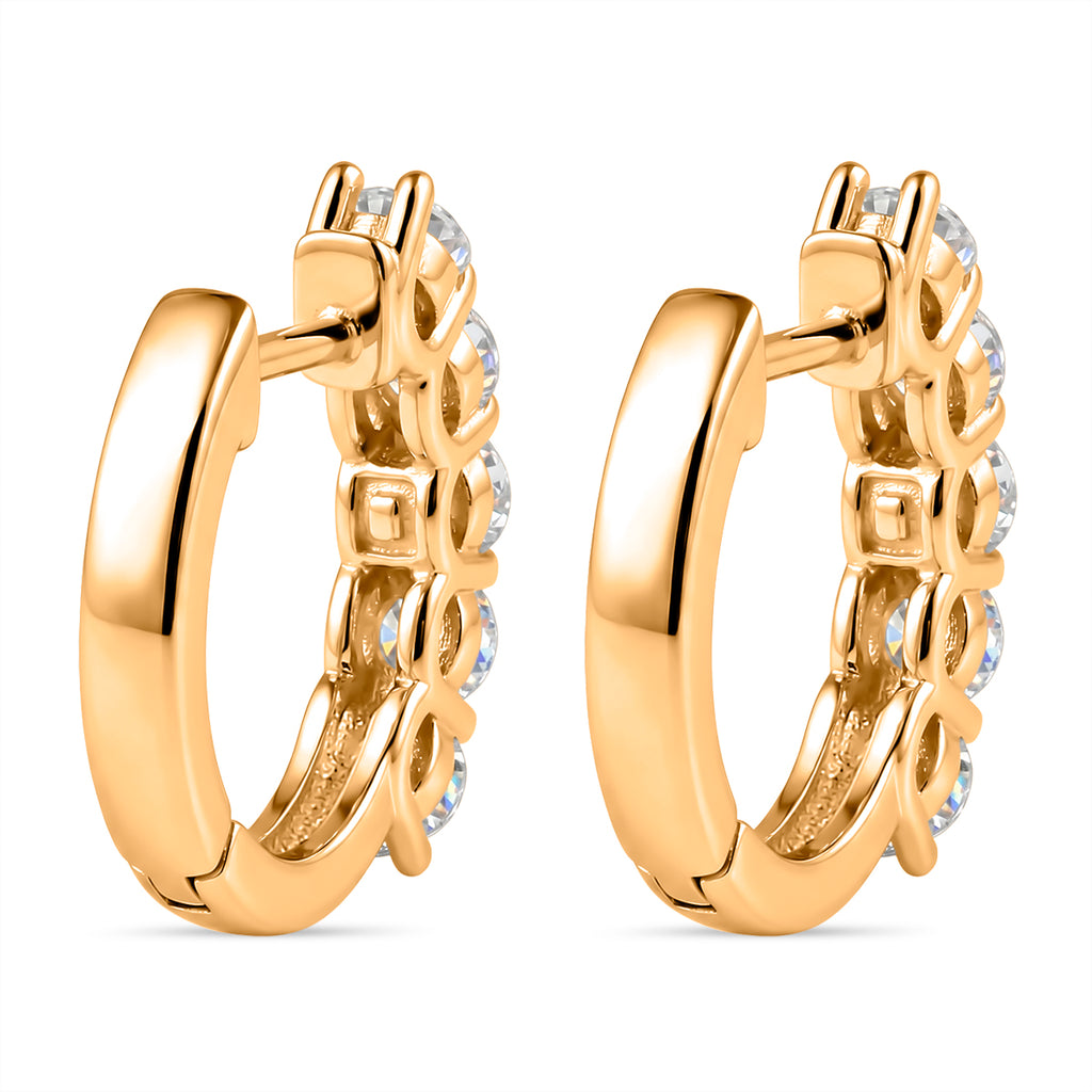 D'Joy - GRA Certified (D-VVS1) Moissanite Hoop Earring with Clasp in Yellow Gold Plated Sterling Silver 1.00 Ct._8612974_4