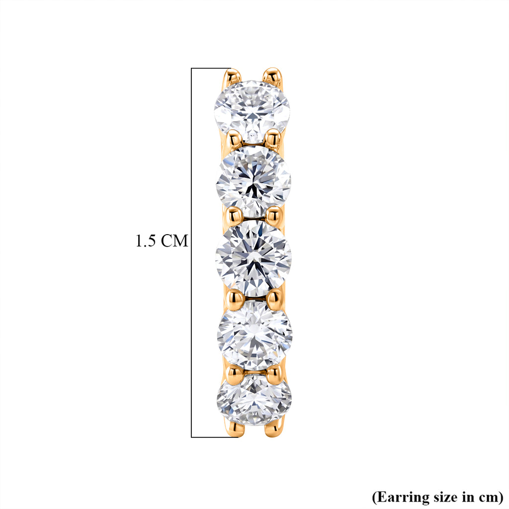 D'Joy - GRA Certified (D-VVS1) Moissanite Hoop Earring with Clasp in Yellow Gold Plated Sterling Silver 1.00 Ct._8612974_5