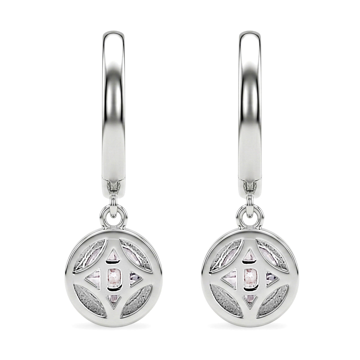 D'Joy - GRA Certified (D-VVS1) Moissanite Hoop Drop Earring with Clasp in Rhodium Overlay Sterling Silver 1.50 Ct. V32523584 5