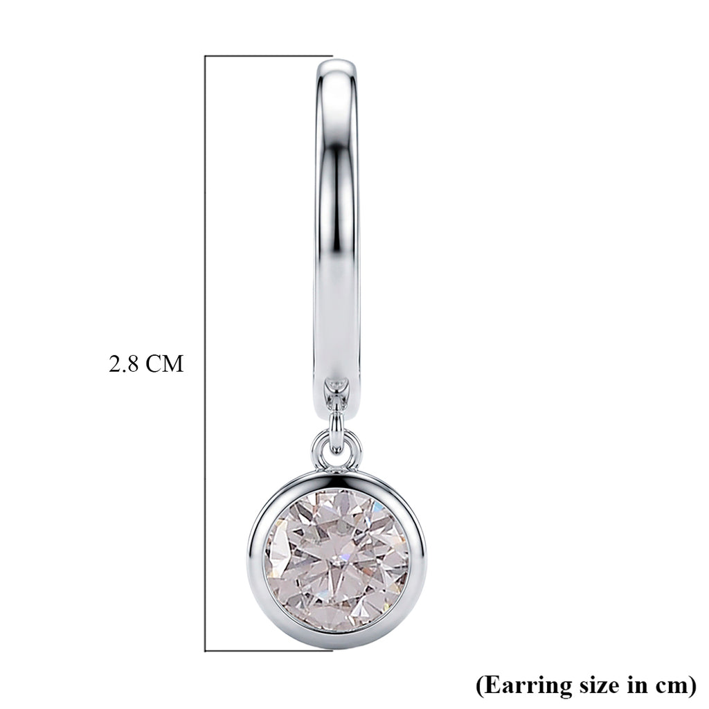 D'Joy - GRA Certified (D-VVS1) Moissanite Hoop Drop Earring with Clasp in Rhodium Overlay Sterling Silver 1.50 Ct._8613004_5
