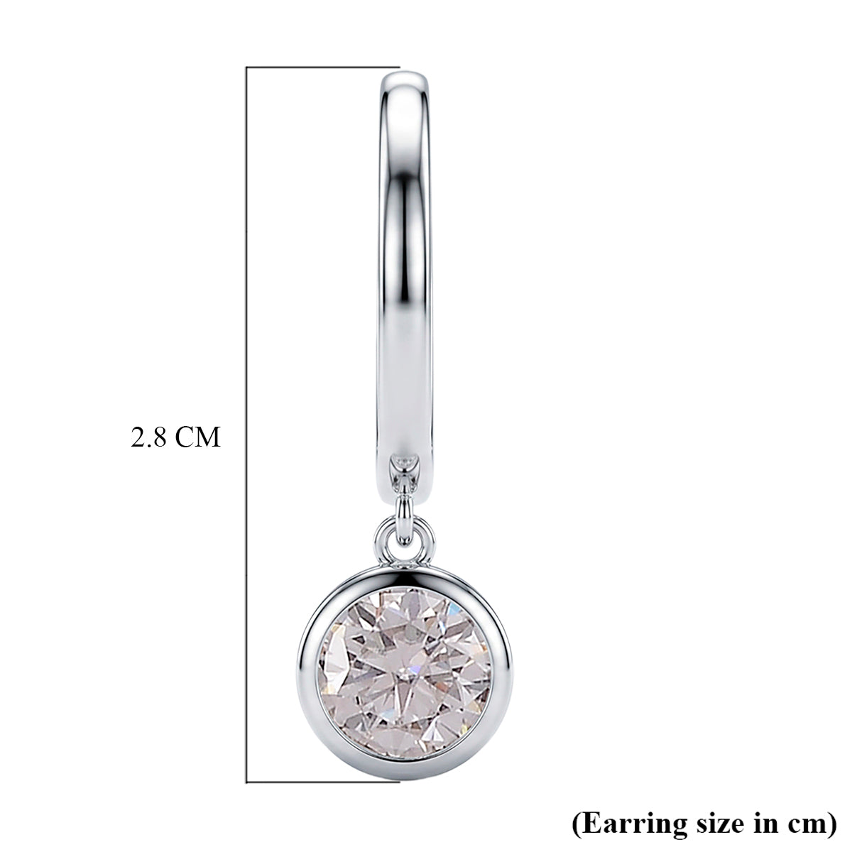 D'Joy - GRA Certified (D-VVS1) Moissanite Hoop Drop Earring with Clasp in Rhodium Overlay Sterling Silver 1.50 Ct. V32523584 6