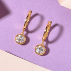 D'Joy - GRA Certified (D-VVS1) Moissanite Hoop Drop Earring with Clasp in Yellow Gold Plated Sterling Silver 1.50 Ct._8613005_2