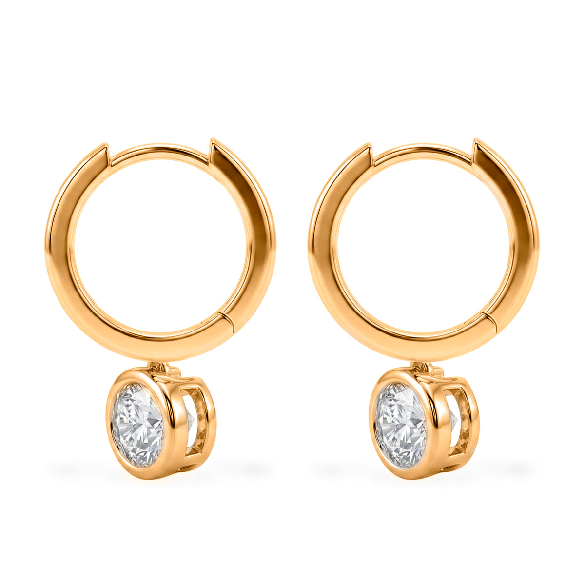 D'Joy - GRA Certified (D-VVS1) Moissanite Hoop Drop Earring with Clasp in Yellow Gold Plated Sterling Silver 1.50 Ct. V32527955 4