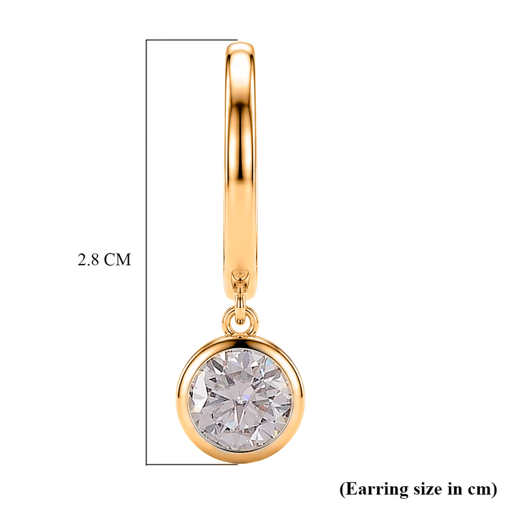D'Joy - GRA Certified (D-VVS1) Moissanite Hoop Drop Earring with Clasp in Yellow Gold Plated Sterling Silver 1.50 Ct._8613005_5