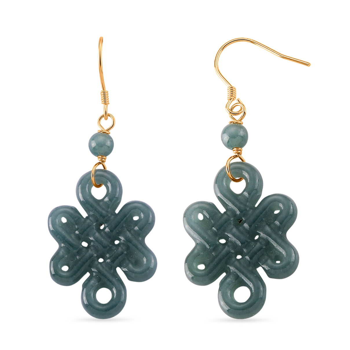 D'Joy - Natural Olmec Jade Earring with Hook in Yellow Gold Plated Sterling Silver 20.00 Ct. 8613012 0